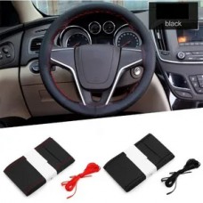 Cubre Volante Universal Cuerina Negro Con Costura Negra